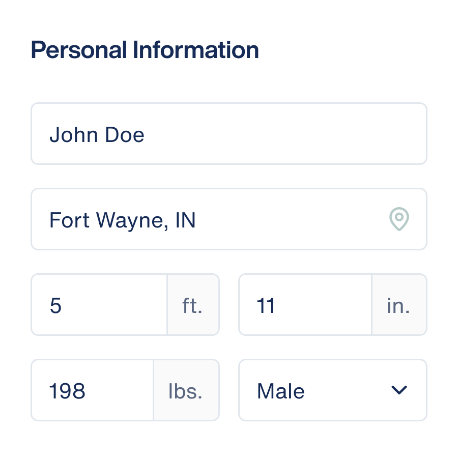 Patient personal information form