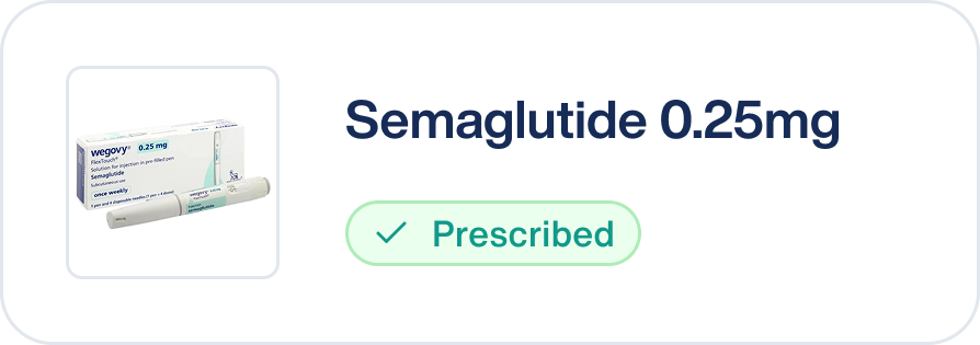 Semaglutide 0.25mg marked as prescribed in the patient portal