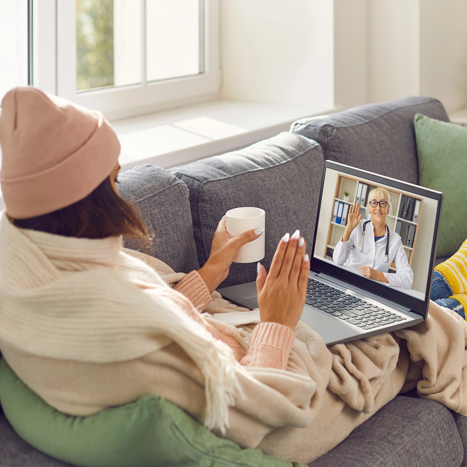 Patient on a video consultation with a doctor